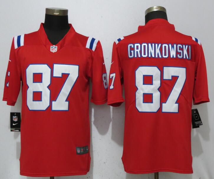 Men New England Patriots #87 Gronkowski Red Vapor Untouchable Player Nike Limited NFL Jerseys->green bay packers->NFL Jersey